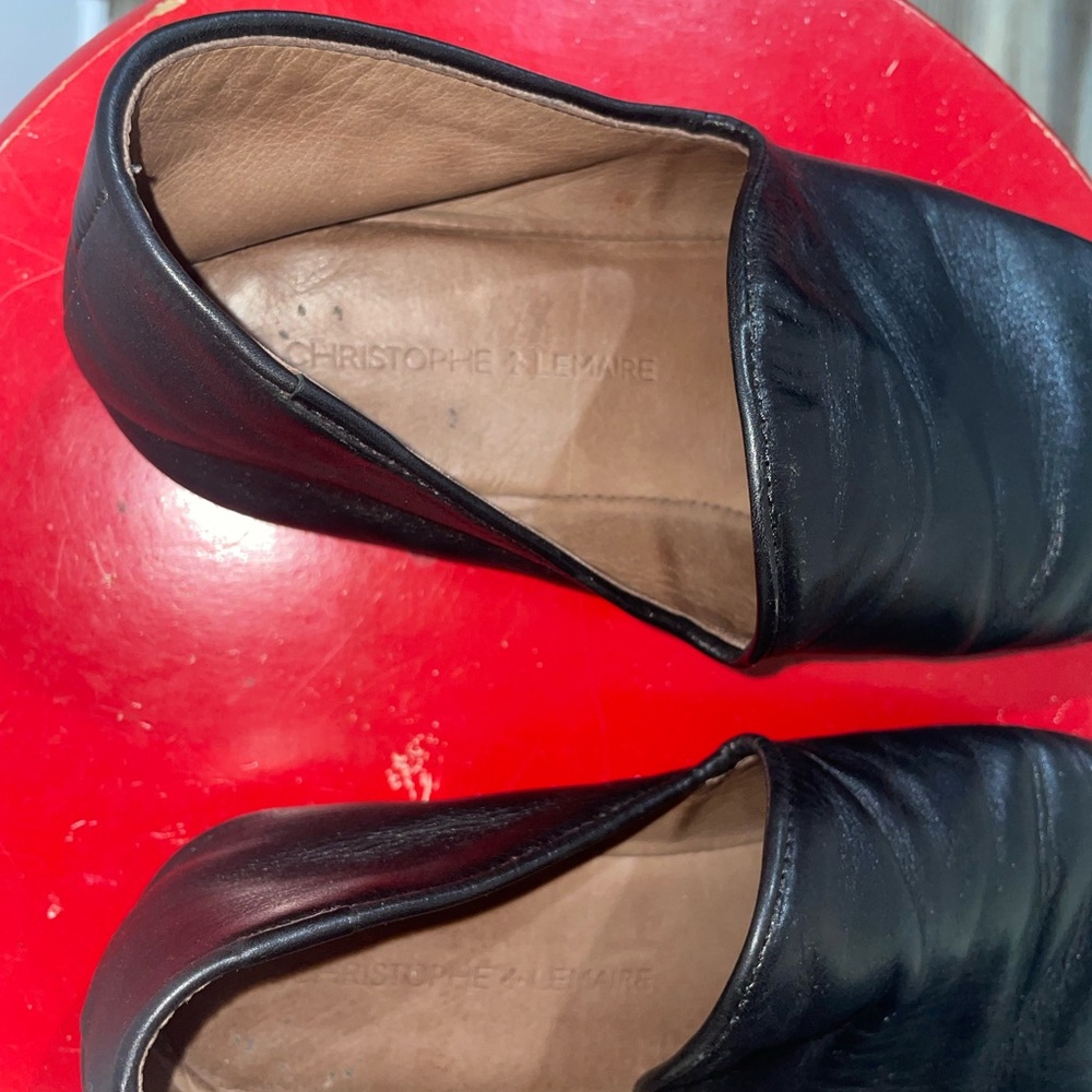 Lemaire Black Leather Loafers